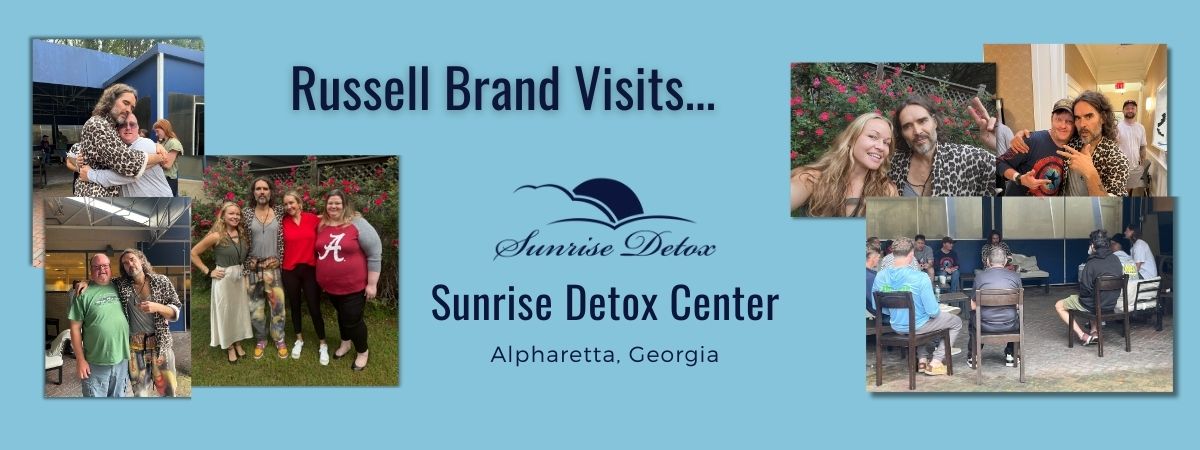 Russel Brand advocates drug addiction support at Sunrise Detox.